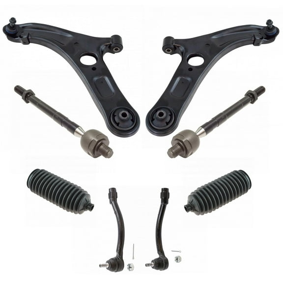 TRQ 8pc Steering Suspension Kit Control Arms w/ Ball Joints Tie Rods & Bellows PSA50216
