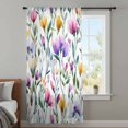 thumbnail image 4 of Pueple Pink Flower Sheer Curtains 54 Inches Long, Pastoral Pastel Pink Boho Floral Leaf Light Filering Curtains, Breathable Simi Curtain Privacy Drapes for Kitchen Bathroom Small Window Treatment, 4 of 9