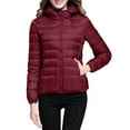 thumbnail image 5 of Oksale Packable Puffer Jacket for Women Plus Size Lightweight Full Zip Down Jackets Comfy Solid Color Hooded Winter Coats with Pockets for Going Out Wine XXXL, 5 of 8