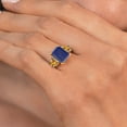 thumbnail image 4 of Gem Stone King 925 Sterling Silver and 10k Yellow Gold Blue Lapis and Yellow Citrine 3 Stone Engagement Ring for Women (4.01 Cttw, Emerald Cut Cut 10X8MM, Size 8), 4 of 4