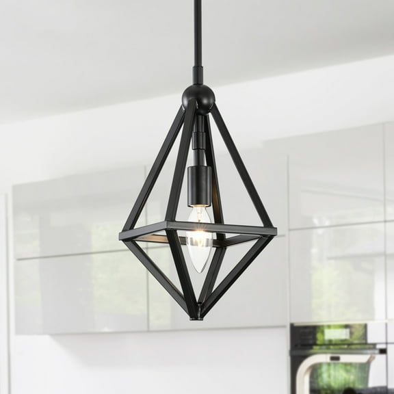 Tomo 8 in. 1-Light Indoor Matte Black Finish Pendant Light with Light Kit