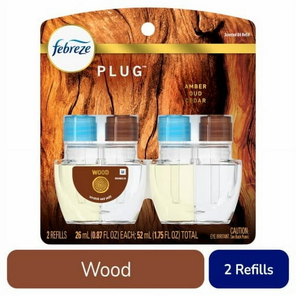 2X - Febreze Wood Origins Fade Defy PLUG Air Freshener & Odor Fighting Oil Refills 2 pk / 0.87 fl oz