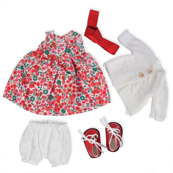 BlissfulPixie Waldorf Doll Outfit - Christmas Dress-Up Set for 12-inch Doll