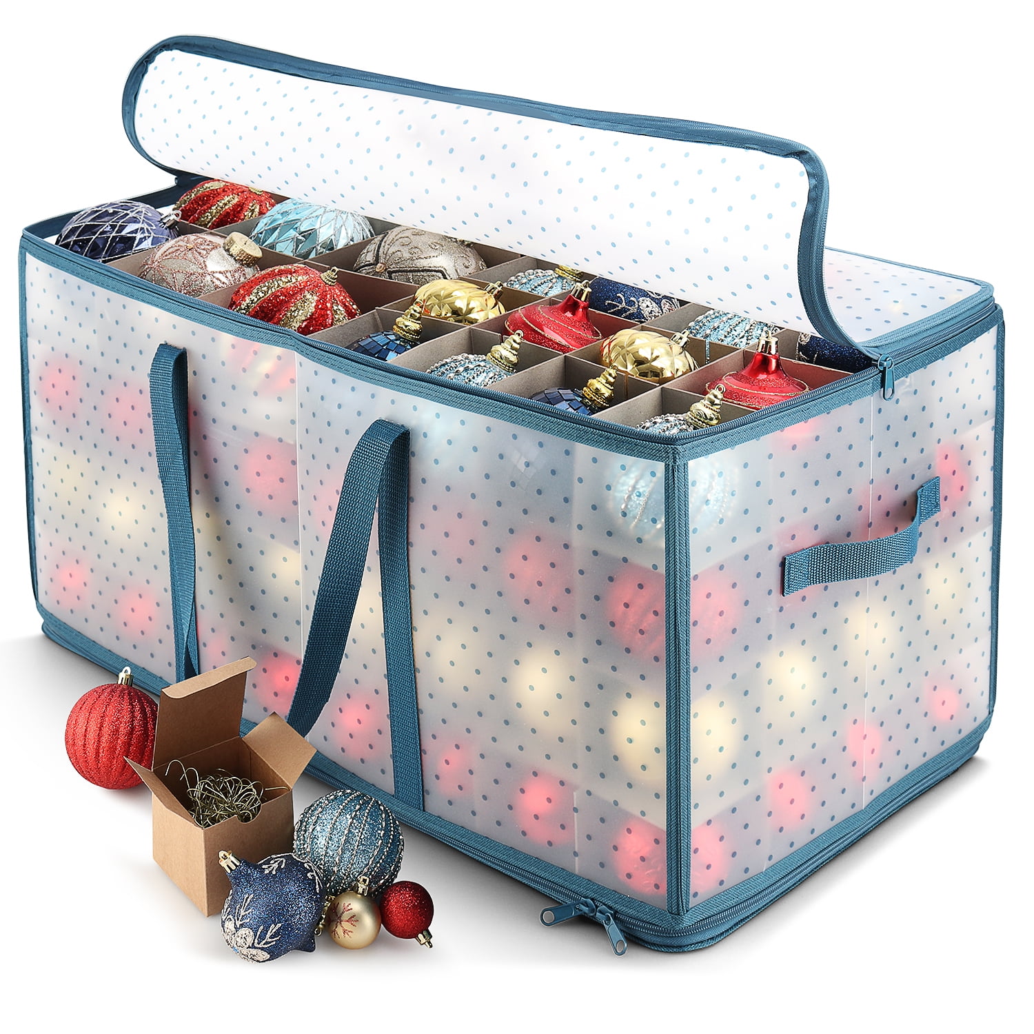 Hearth & Harbor Large Christmas Ornament Storage Box With Adjustable