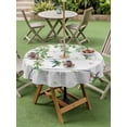thumbnail image 4 of Outdoor Tablecloth with Umbrella Hole for Patio/Picnic/Party/Camping, Spring Botanical Waterproof Table Cloth Round Cover Washable, Watercolor Leaves Flowers Birds Gray Wood (Dia 60"), 4 of 8