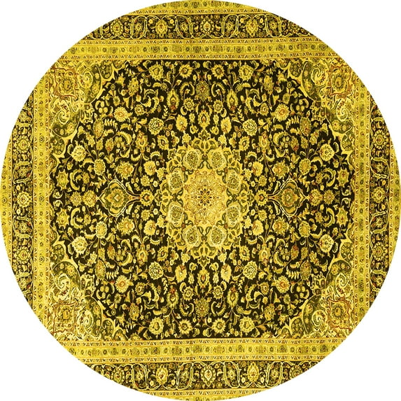 Ahgly Company Indoor Round Persian Yellow Traditional Area Rugs, 8' Round