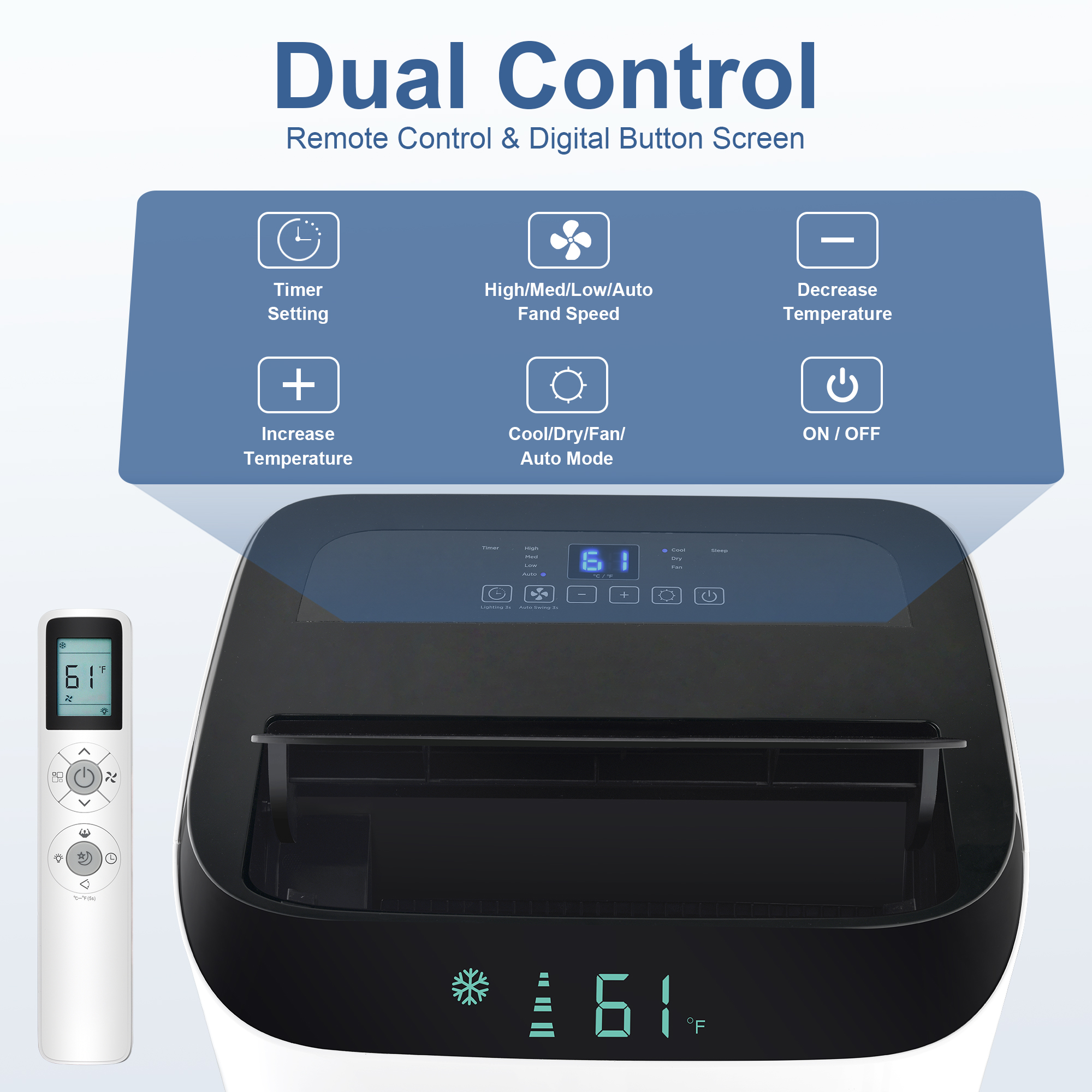 Agtana 10000 BTU (14000 BTU ASHRAE) Portable Air Conditioner Cools Room up to 700 sq.ft, 3-in-1 Portable AC Unit with Dehumidifier & Fan, Including Remote Control, DIY Window Kit