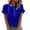 Blue, variant on 2026 Summer Dressy Casual Tunic T-Shirts for Women Round Neck Ruffle Cuffs Ruched Textured Comfortable Soft Solid Color Short Sleeve Tops White 2XL