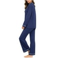thumbnail image 5 of Womens Pajama Sets Long Sleeve Top and Pant V Neck Solid Color Two Piece Outfit Sets, 5 of 7