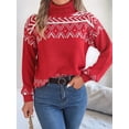 thumbnail image 5 of Women'S Sweaters Pullover Casual Long Sleeve Warm Sweaters Jumper Tops Fuzzy Knit Chunky Oversized Sweater Red S, 5 of 8