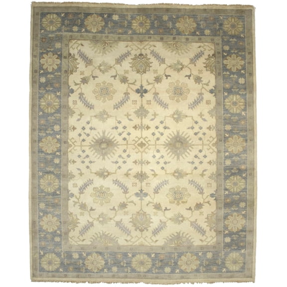 MagicRugs Traditional Floral Oushak Chobi 9'11 X 8'2 Oriental Area Rug Carpet, Cream