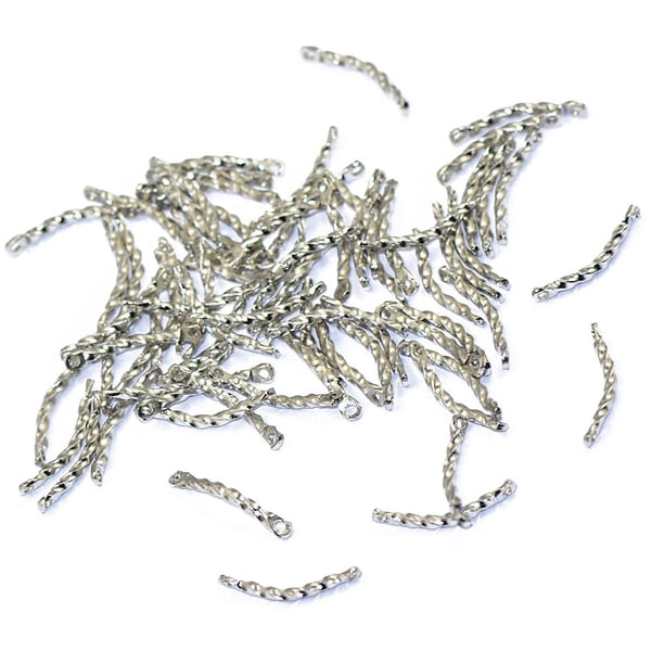 Paquete de 100 Conectores de Eslabones de Barra de , Eslabones de Barra Giratorios Curvados Plateados para Joyería