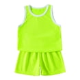 thumbnail image 2 of Gyexs Boys 2 Piece Outfits Toddler Summer Workout Clothes Sets Quick Drying Sleeveless Athletic Tank Tops Matching Shorts Set Green, 5-6 Years, 2 of 8