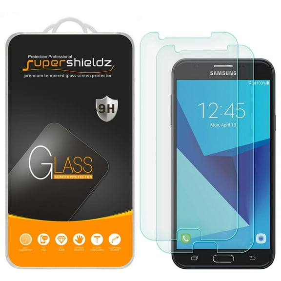 [2-Pack] Supershieldz for Samsung Galaxy J7 V Tempered Glass Screen Protector, Anti-Scratch, Anti-Fingerprint, Bubble Free
