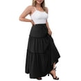 thumbnail image 2 of a.Jesdani Women Plus size Long Maxi Skirts Elastic High Waist A Line Ruffle Swing Beach Maxi Skirt L-4x, 2 of 6