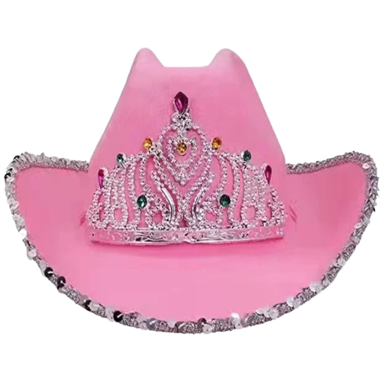 SPRING PARK Cowgirl Hats Pink Hat with Sequin Trim Fringe  display picture 1