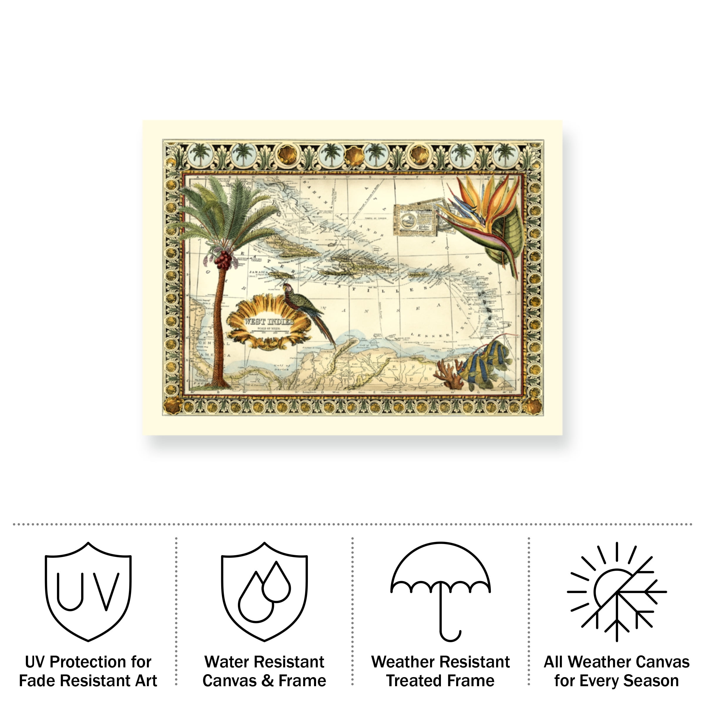 Vision Studio 'Tropical Map Of West Indies' Outdoor Canvas