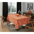 thumbnail image 3 of Newbridge Halloween Scary Spiders Web 52 x 70 Inch Rectangle Vinyl Tablecloth with Flannel Backing, Spooky Orange and Black Spiders Web Halloween Easy Care Wipe Clean Vinyl Party Table Cover, 3 of 6