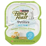 (12 pack) Purina Fancy Feast Petites Tender Chicken Entree Pate Gourmet Wet Kitten Food, 2.8 oz. Tub