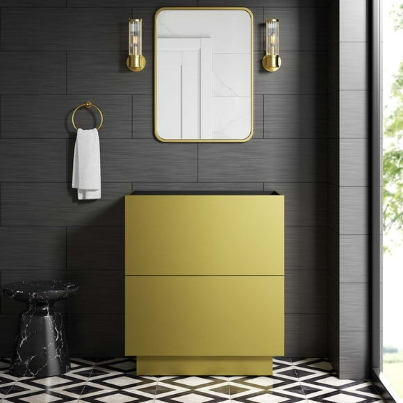 Modway Quantum 30" Bathroom Vanity Cabinet (Sink Basin Not Included) in Gold