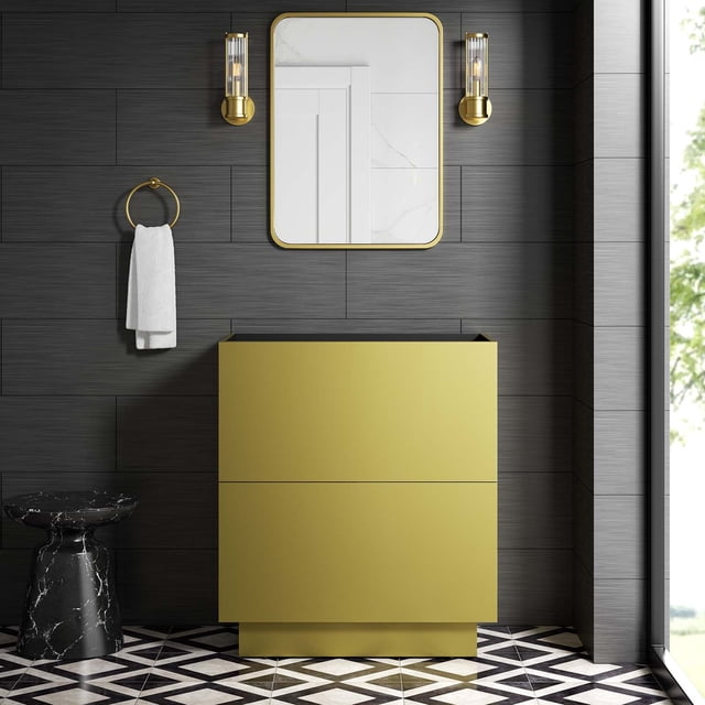 Modway Quantum 30" Bathroom Vanity Cabinet (Sink Basin Not Included) in Gold