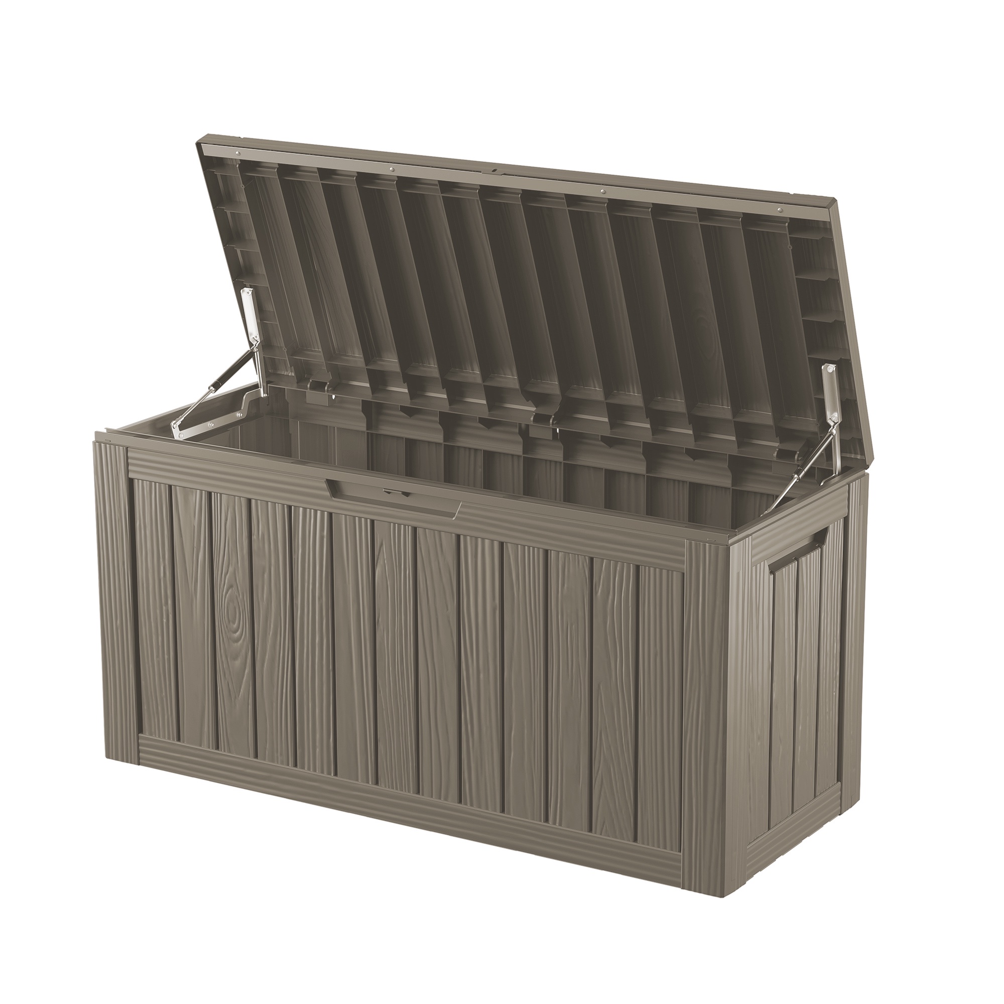 Patio Casual 80 Gallon Lockable Resin Deck Box, Waterproof & Outdoor Storage Box for Outdoor Cushion Storage and Outdoor Delivery Storage, Stylish Outdoor Bench,Light coffee
