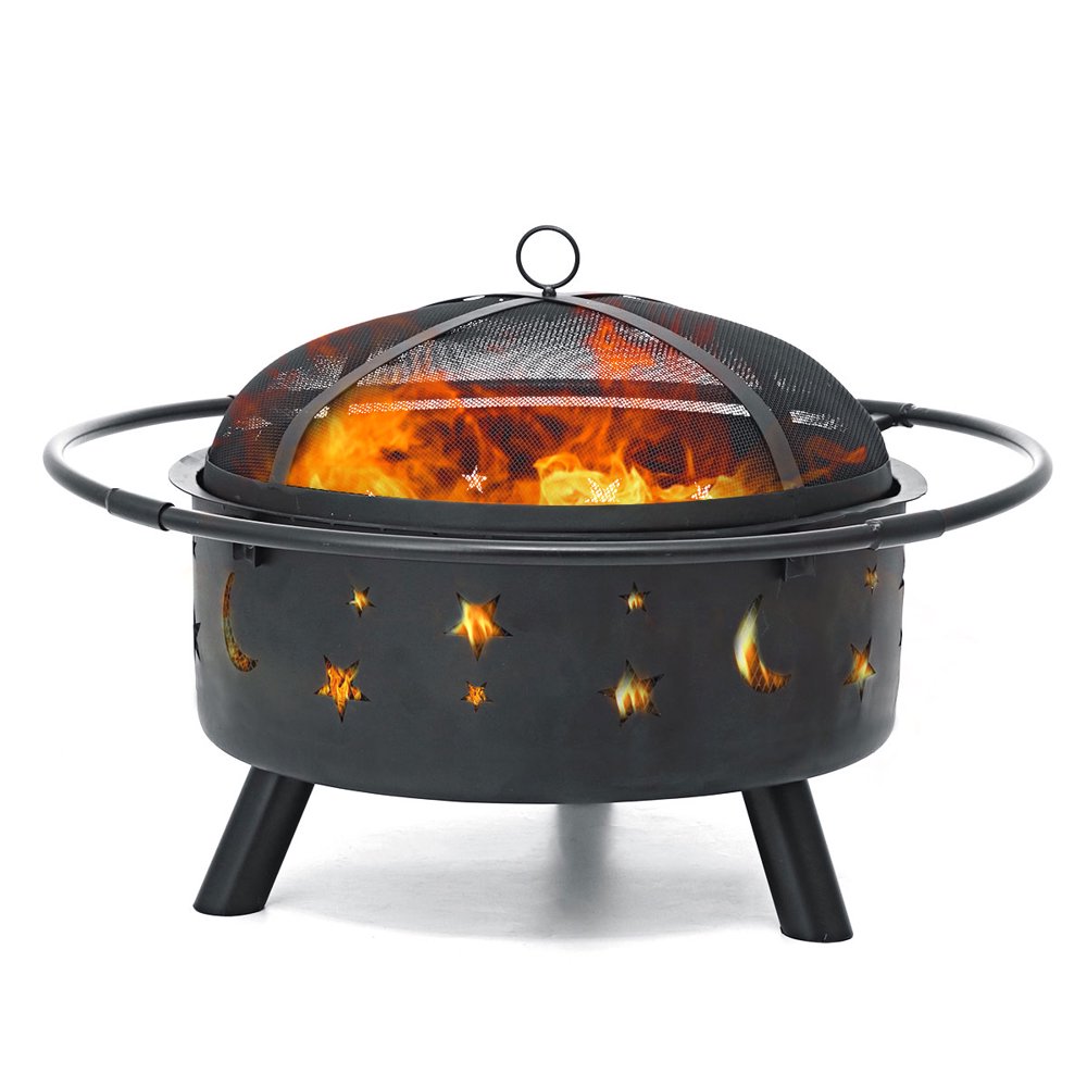 Cosmic Outdoor Fire Pit 30 Inch Round Bonfire Wood Burning Patio