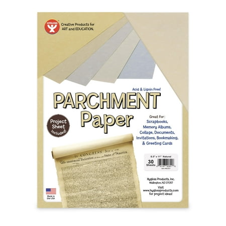 Hygloss Products Craft Parchment Paper Sheets - Printer Friendly,8-1/2 x 11 Inches, Natural, 30 Pack