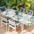 thumbnail image 2 of Spring Floral Checkered Table Cloths for 8 Foot Rectangle Tables, Sage Green Daisy Buffalo Plaid Patio Waterproof Elastic Fitted Tablecloths, Washable Rectangular Table Cover for Camping, 2 of 8