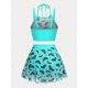 thumbnail image 3 of Bikini con Estampado de Murciélago y Malla en Talla Extra Rosegal Camisetas sin mangas de talla grande, 3 of 5