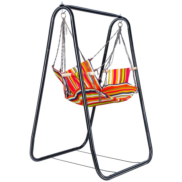 Visland Chaise Hamac avec Support, Hamac Robuste avec Support Inclus, Balançoire avec Support pour Intérieur Extérieur Patio Cour, Capacité de Charge 440 Lb
