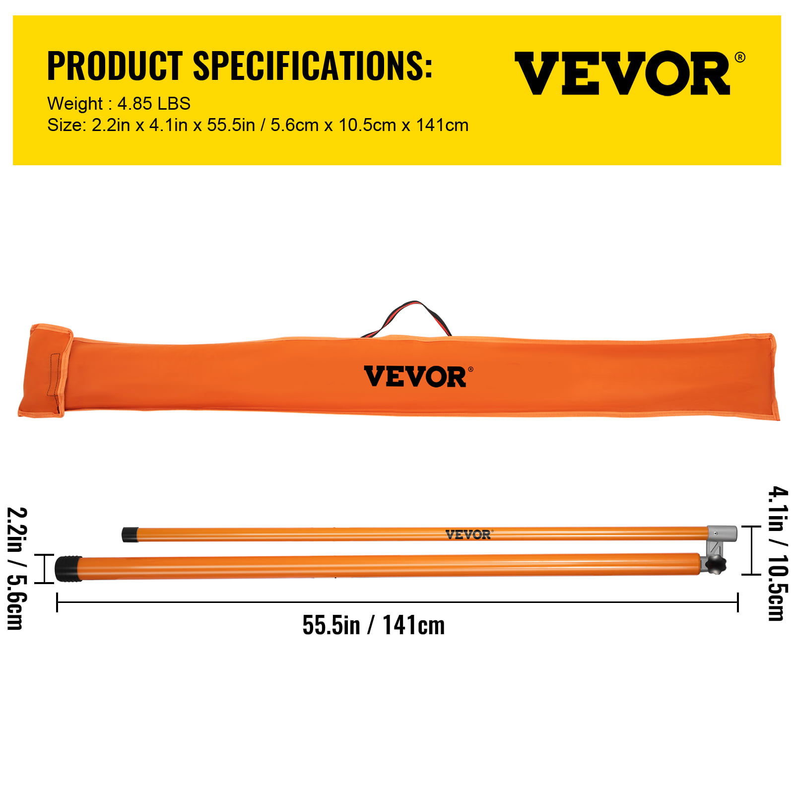 VEVOR Height Measuring Stick 15 ft. Truck Height Stick Fiberglass  Non-Conductive with Adjustable Pole Carry Bag for Car Hauler  GDSSCLGBD15FTKQS0V0 - The Home Depot