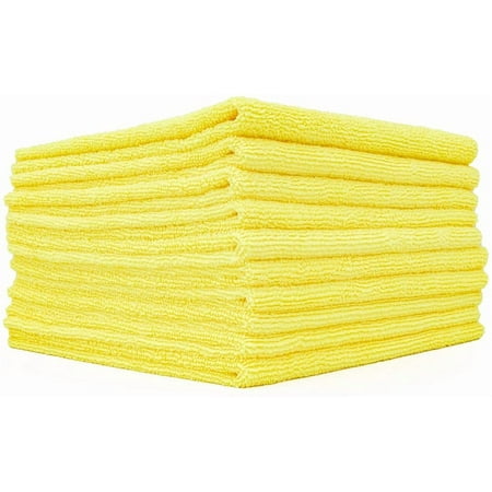 Edgeless 300 - Microfiber Detailing Towels, Perfect for Removing Polishes, Sealants, and Glaze; Great for Interior Cleaning and Dirty Jobs; 300GSM, 16in x 16in, Yellow (10-Pack)