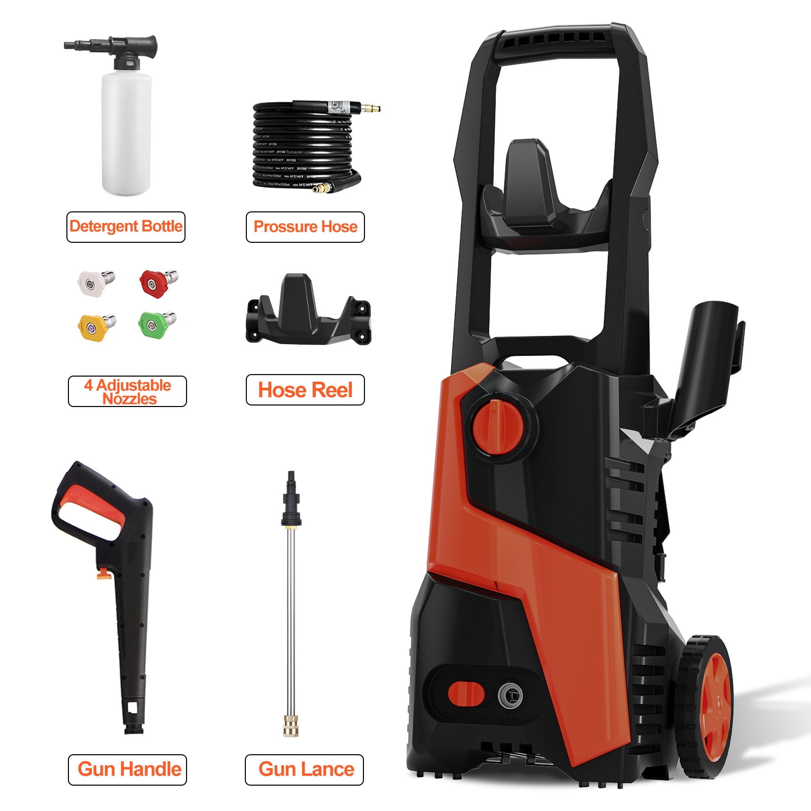 Pressure Washer Power Washer 4800PSI MAX 2.9GPM with 4 Quick Connect Nozzles & 25FT Hose, Foam Cannon for Cars/Fences/Driveways Cleaning