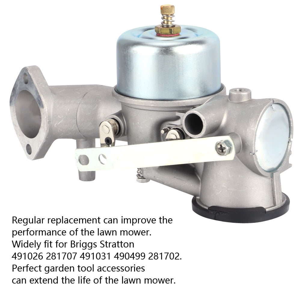 NFTIGB Garden Lawn Mower Carburetor Replacement Kit for Briggs & Stratton 491026 281707 491031 490499 281702 12HP Engines, Heavy Duty Metal Carb Accessory (6.9x2.2 in / 17.5x5.7 cm)