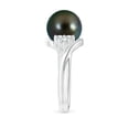 thumbnail image 3 of Angara Tahitian Cultured Pearl Bypass Ring with Diamond Trio in 14K White Gold for Women | June Birthstone Jewelry for Her, 3 of 8