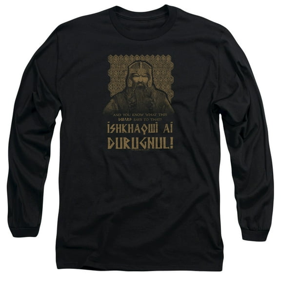 Lord of the Rings Ishkhaqwi Durugnul Long Sleeve Adult 18/1 T-Shirt Black