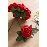 Artificial Flowers Roses, 50pcs Blush Real Looking Dark Red Fake Roses ...