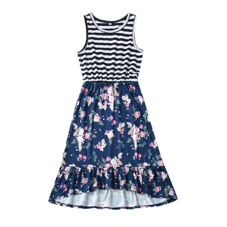 

TAIAOJING Mommy and Me Dresses Outfits Splice Me Sleeveless Tank Dress Stripe Family Outfits Printed And Dress Floral Mommy