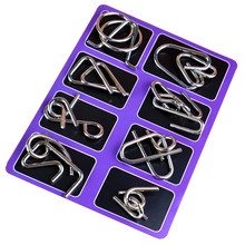 Rompecabezas de anillos chinos | Juego de rompecabezas de metal de 8 piezas | Juego de anillos de hierro entrelazados para niños y adultos | Juguete educativo para pensar