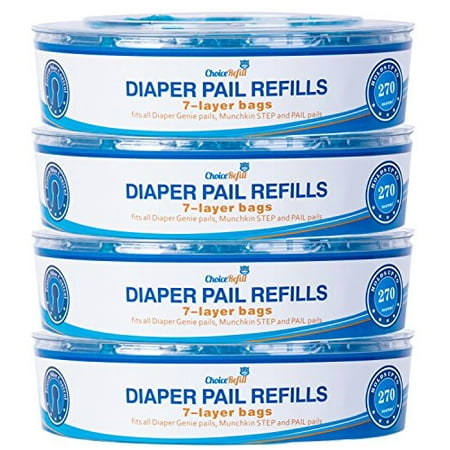 ChoiceRefill Compatible with Diaper Genie Pails, 4-Pack, 1080