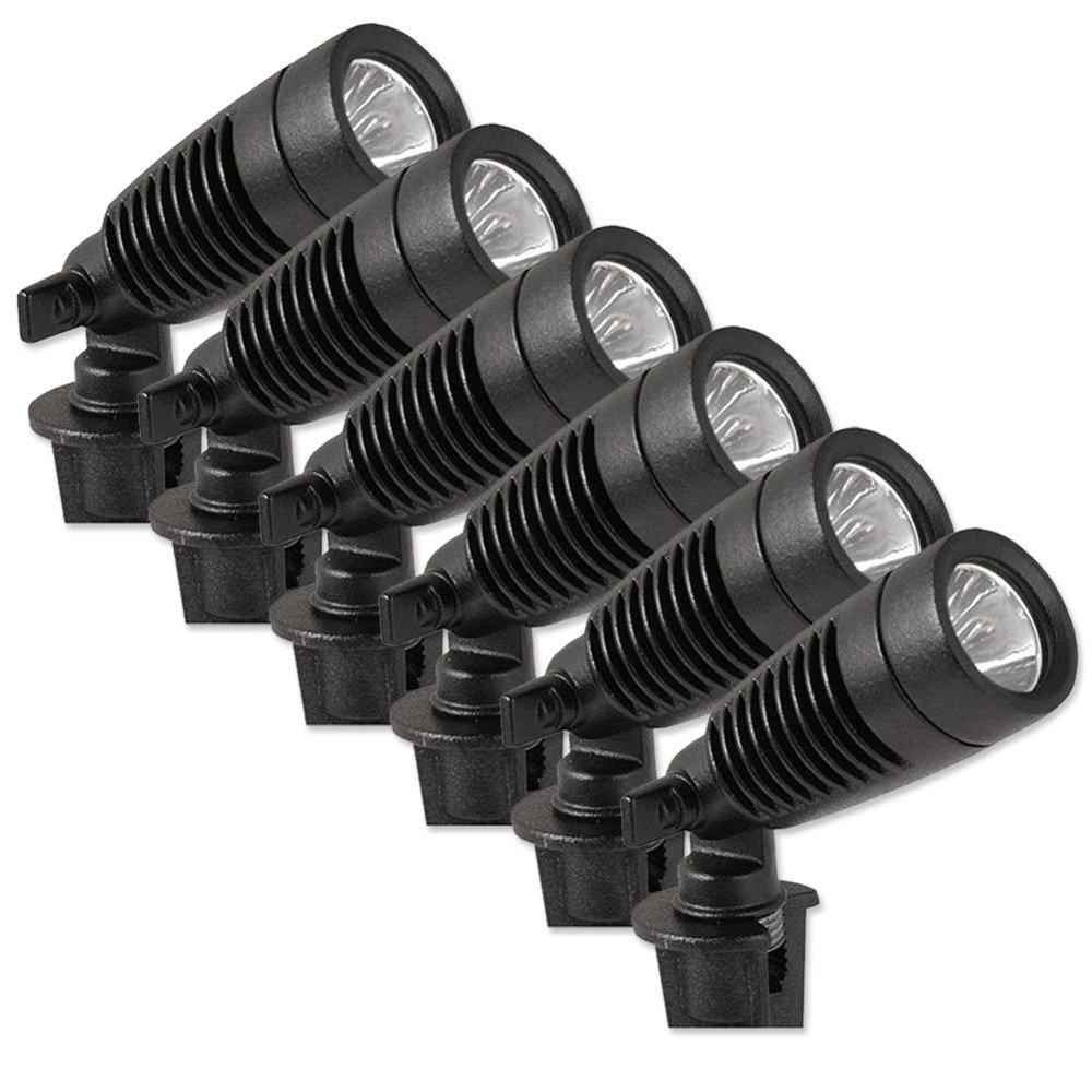 Moonrays 95535 Black Low Voltage LED Metal Spot Lights, 6 Pack