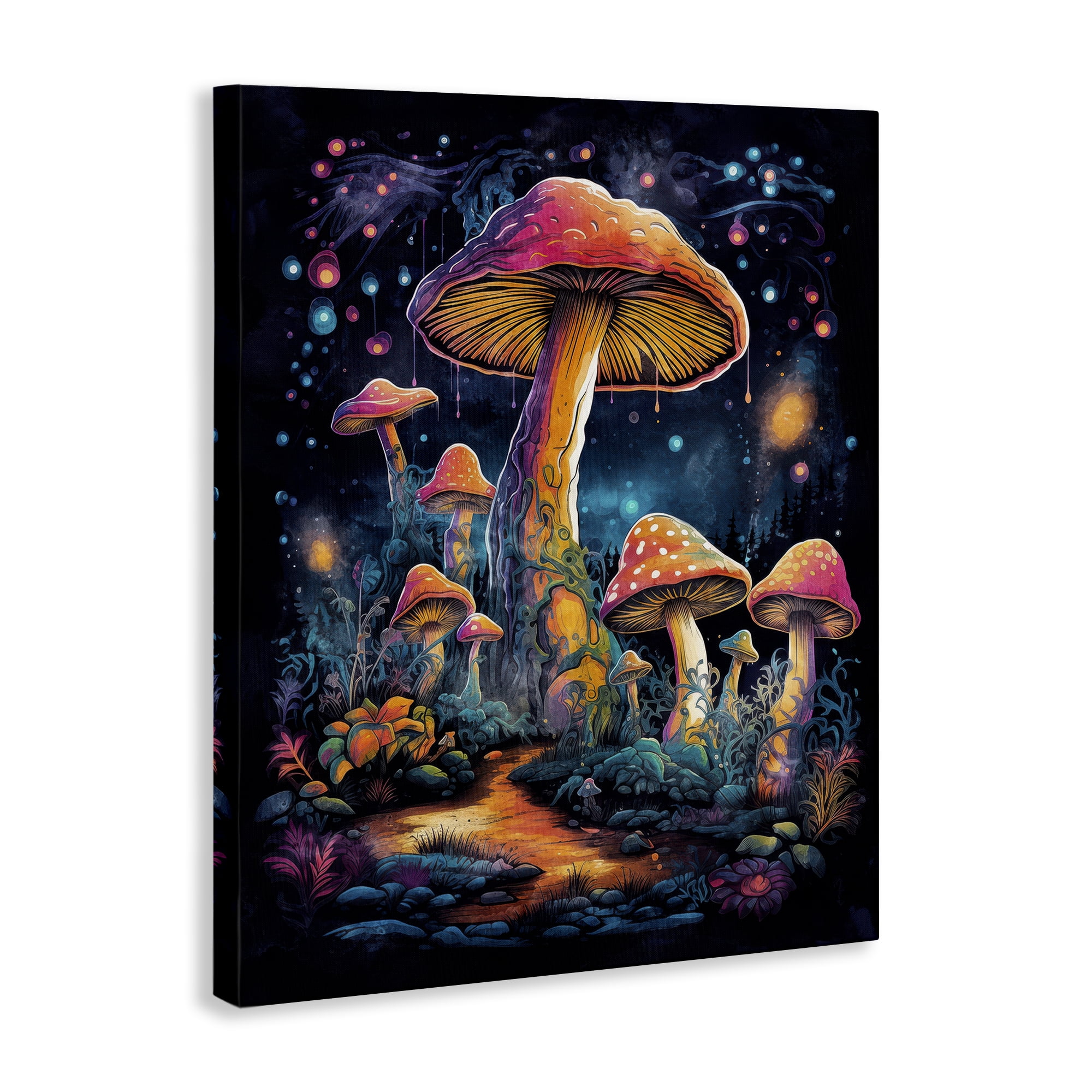 Stupell Industries Psychedelic Mushrooms Nature Landscape & Nature Painting Wrapped Canvas Art Print Wall Art, 36 x 48