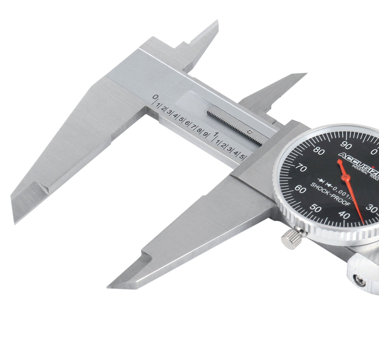 Accusize 0-12'' by 0.001'' Black Face, Red Needle, Dial Caliper Stainless Steel in Fitted Box, P920-B212