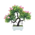 thumbnail image 1 of Planta de simulación en maceta en miniatura con acento decorativo, rosa artificial semicircular de color rosa, 1 of 2