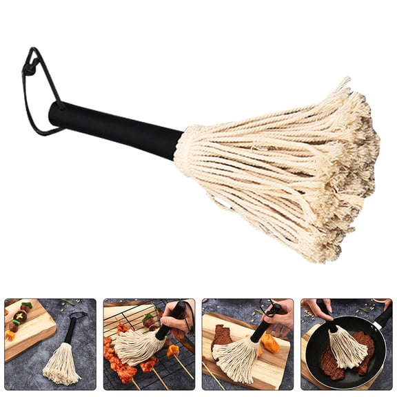 OFFIGAM Cotton Basting Mop with Rubber Wood Handle, Ideal for BBQ, Grilling, Marinades, Cooking, and Kitchen Use