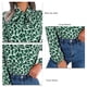 thumbnail image 5 of Blusa de manga larga con farol para mujer, pajarita en el cuello, bloque de Color, blusa larga informal a la moda para mujer, Top para primavera y otoño, verde S, 5 of 6