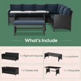 thumbnail image 5 of Outsunny 4 Pieces Patio Wicker Dining Sets, Outdoor PE Rattan Sectional Conversation Set with Cushions & Dining Table, Bench for Garden, Backyard, Lawn, Navy Blue, 5 of 9