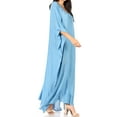 thumbnail image 3 of Sakkas Favi Womens Casual Long Maxi Dress Caftan Cover Up Loungewear in Rayon - Light Blue - One Size Regular, 3 of 5