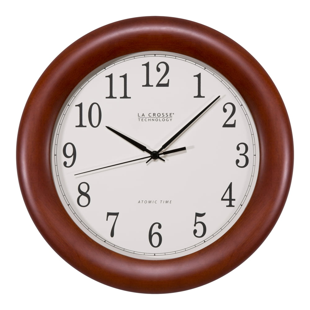 La Crosse Technology WT-3122A 12.5 Inch Cherry Wood Atomic Analog Clock ...